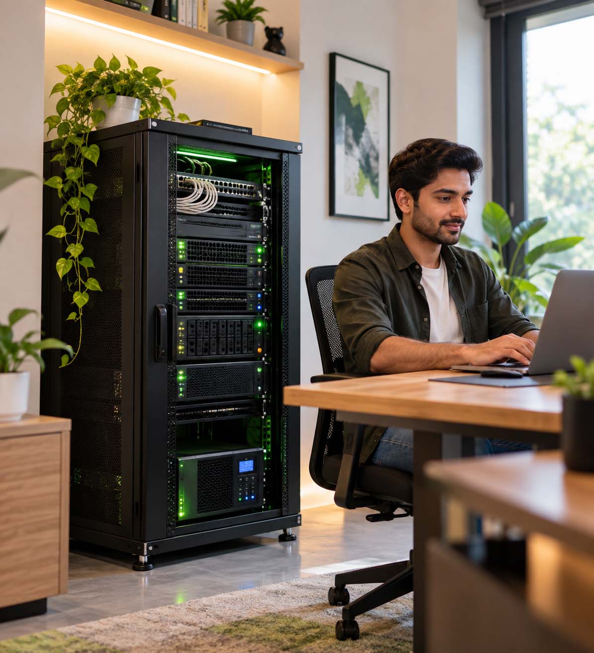 Compact micro data center setup for home or small office