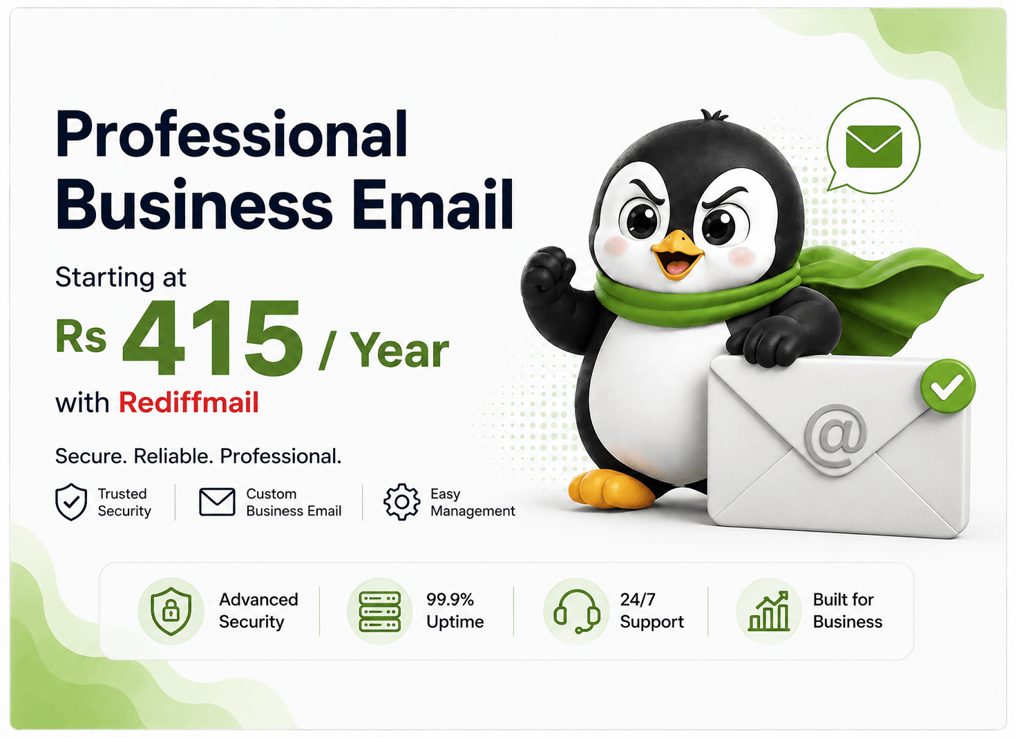 Rediffmail Business Email Services with custom domain professional email hosting
