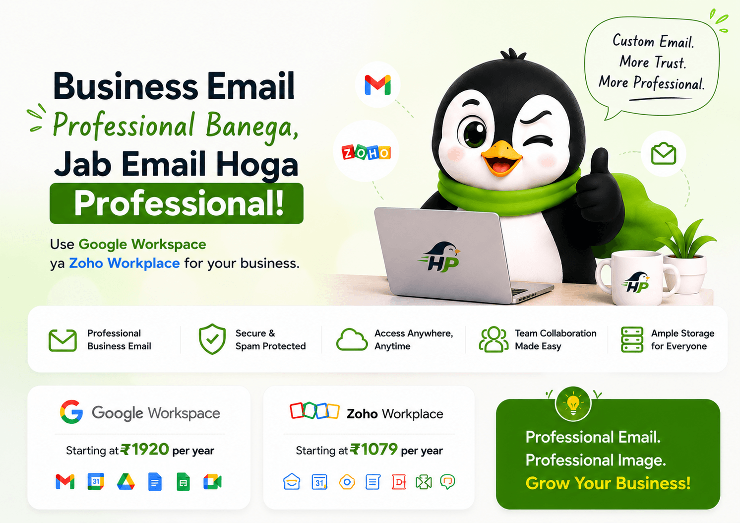 Google Workspace and Zoho Workplace Business Email Solutions in Hyderabad