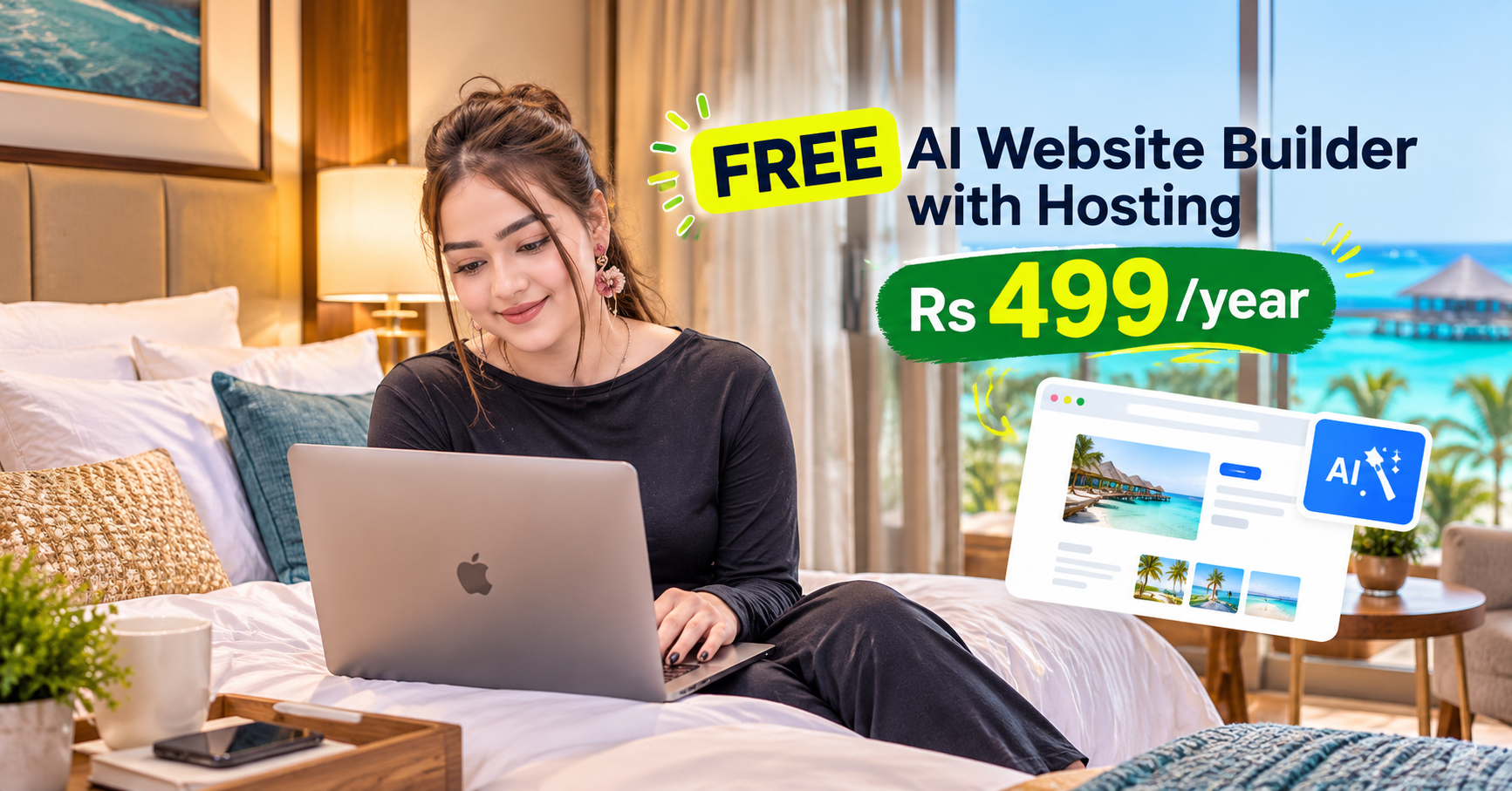FREE AI Website Builder with Hosting: Rs 499/year